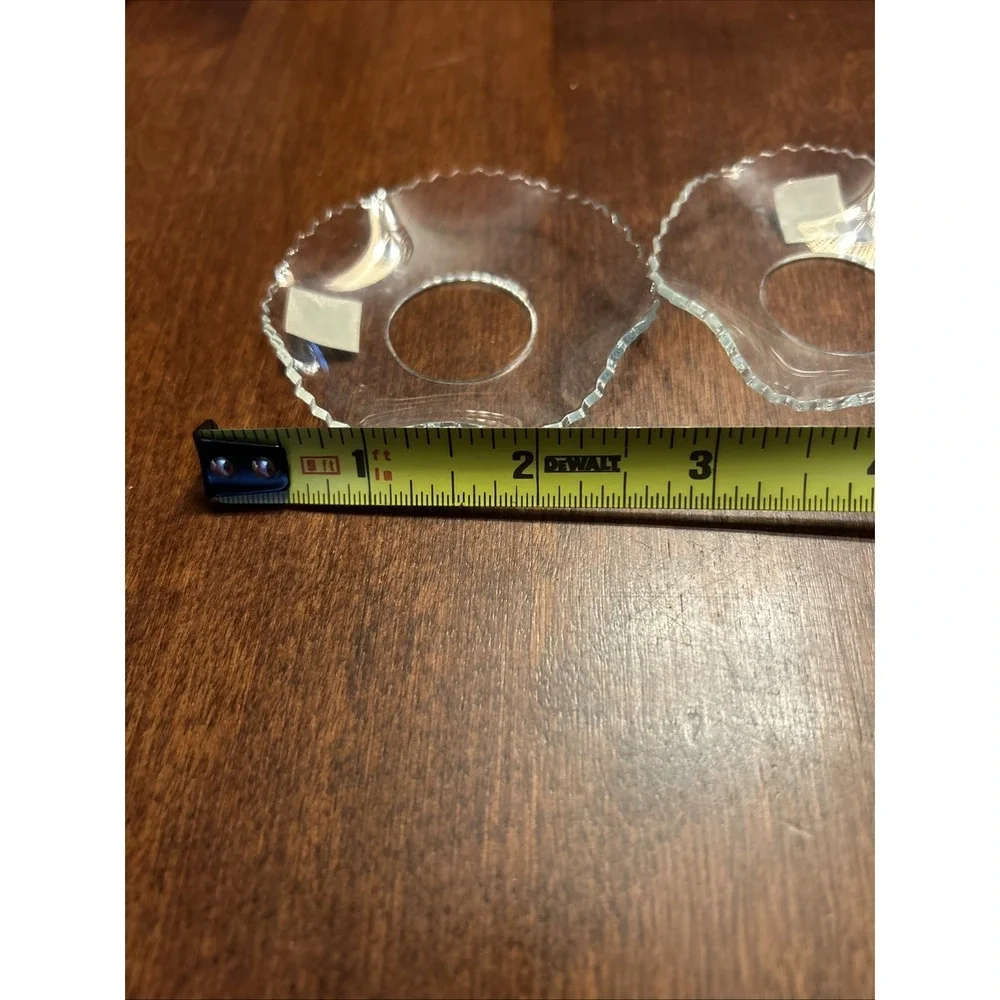 Pair Of Vintage Clear Glass Bobeches Candle Wax Collar Drip Catcher 2.5